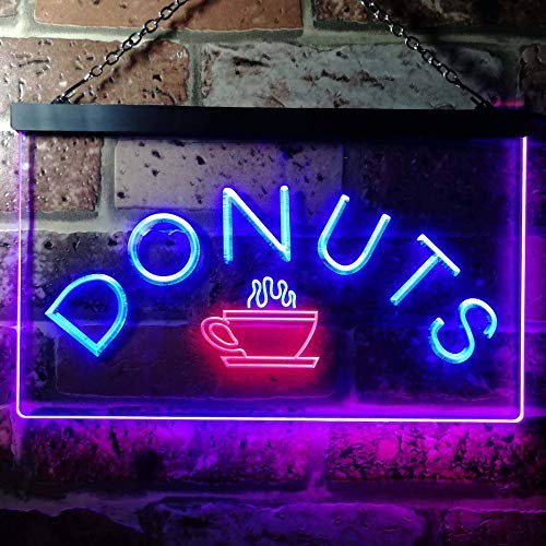 Donuts Coffee Dual LED Neon Light Sign